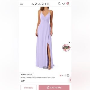 Azazie Davis lilac dress size 14
